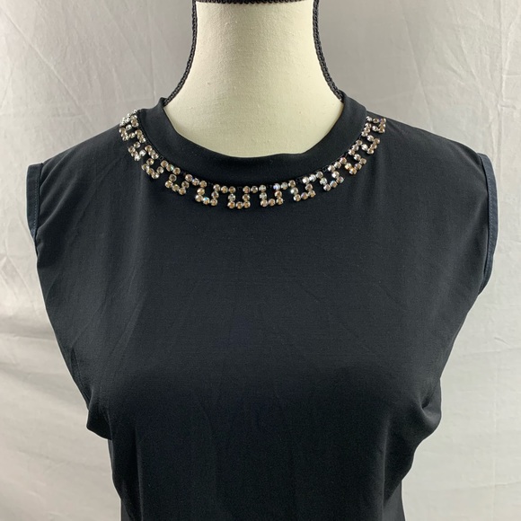 Black Sleeveless Rhinestone Blouse - Picture 2 of 8